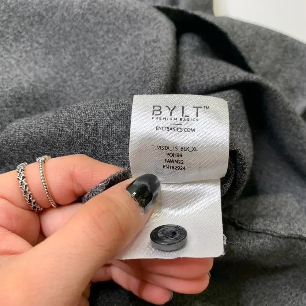BYLT Shirt Mens XL Extra Large Gotham Gray Vista Long Sleeve Button Down Stretch